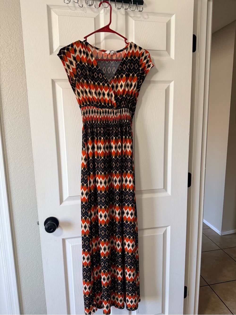 5th & Love Orange and Black Geometric Maxi Dress